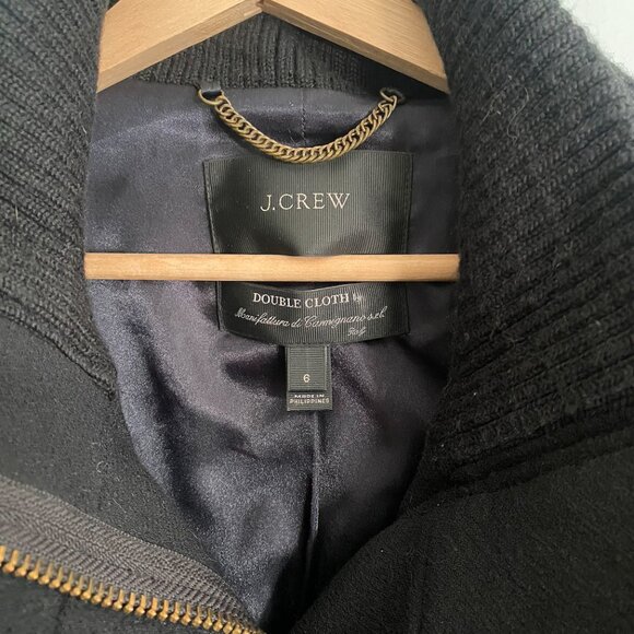 Black JCrew Double Cloth "Stadium Coat" - Size 6 - Picture 3 of 3